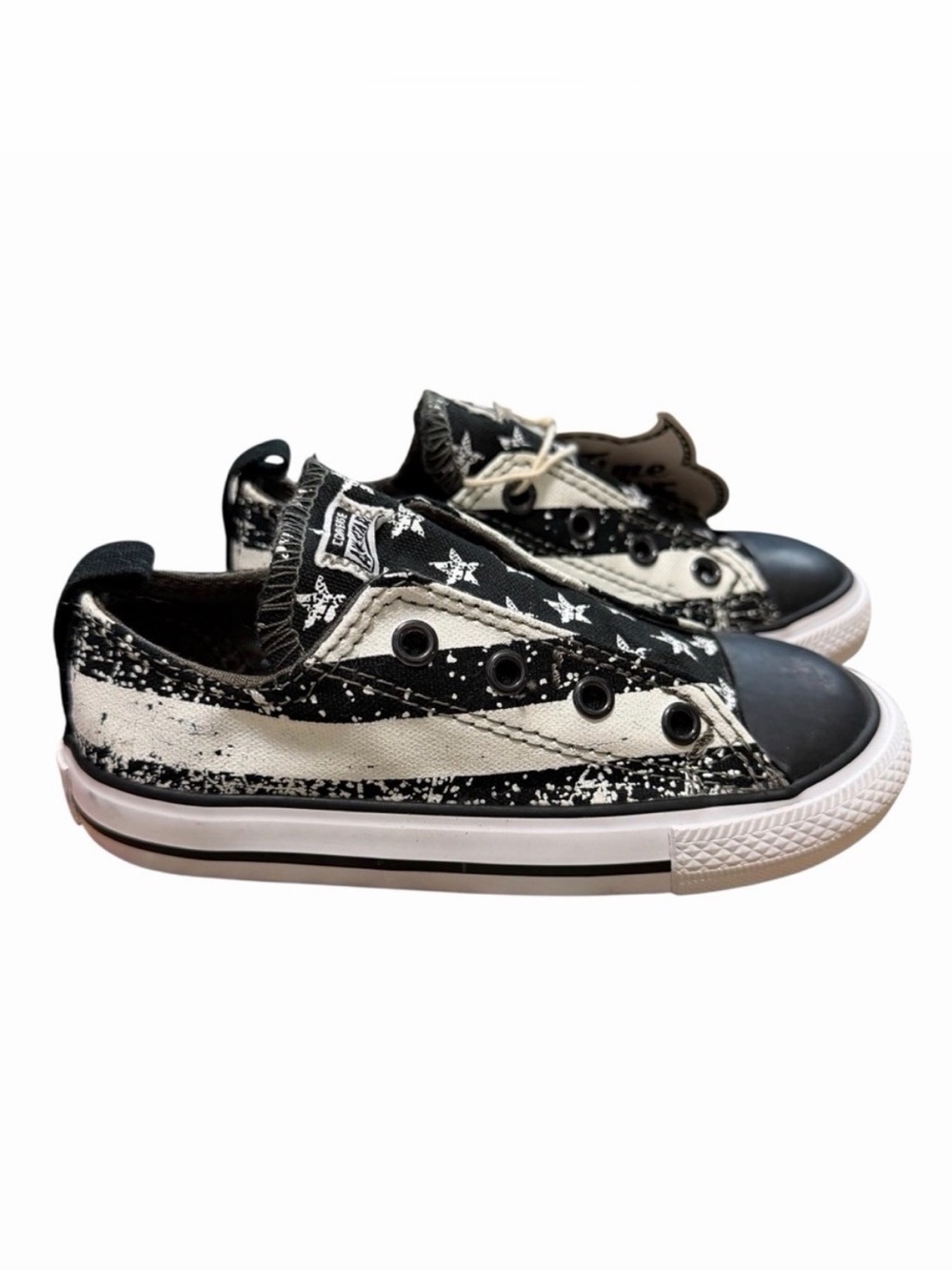 NWT Converse Stars & Stripes Velcro‎ Sneakers | Black/White | Size 9